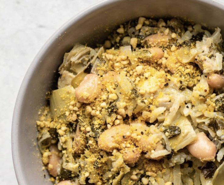 Vegan Spinach & Artichoke Casserole with White Beans